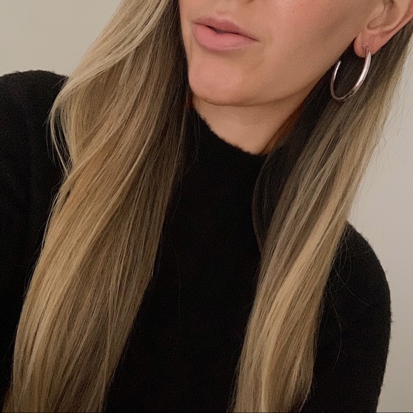 Silver Tube Hoops | 18k White Gold Filled - Picture 2 of 5